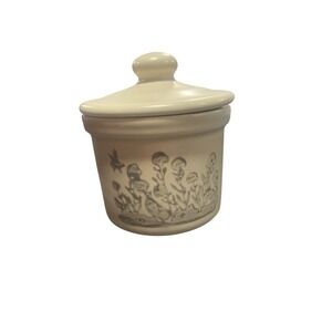 Vintage Phaltzgraff Small Lidded Jar Butter Crock Dish Tan Gray